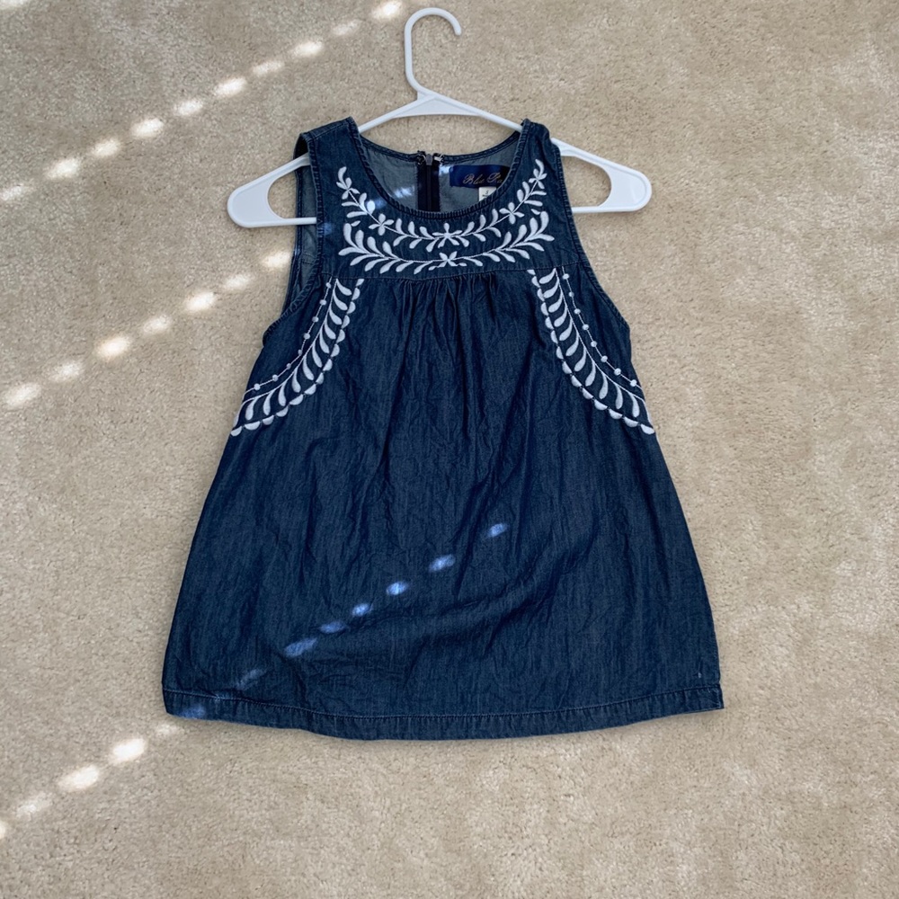 Blue Rain Dark Chambray Tank Top with White Detail